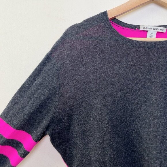 Autumn Cashmere Mens Xsmall Crew Neck Pink Grey Sweater - Picture 6 of 12